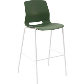 KFI Studios Imme Armless Stacking Bar Stool Polypropylene Slate Green Seat/White Frame BR2700WH-P50