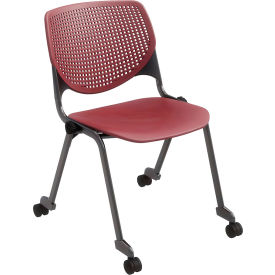 KFI Studios Kool Armless Stacking Chair with Casters Polypropylene Burgundy Seat/Black Frame CS2300SB-P07