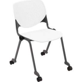 KFI Studios Kool Armless Stacking Chair with Casters Polypropylene White Seat/Black Frame CS2300SB-P08