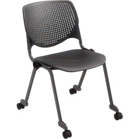 KFI Studios Kool Armless Stacking Chair with Casters Polypropylene Black Seat/Frame CS2300SB-P10