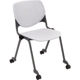 KFI Studios Kool Armless Stacking Chair with Casters Polypropylene Light Gray Seat/Black Frame CS2300SB-P13
