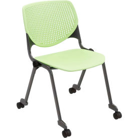 KFI Studios Kool Armless Stacking Chair with Casters Polypropylene Lime Green Seat/Black Frame CS2300SB-P14