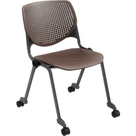 KFI Studios Kool Armless Stacking Chair with Casters Polypropylene Brownstone Seat/Black Frame CS2300SB-P18