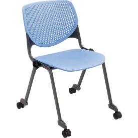 KFI Studios Kool Armless Stacking Chair with Casters Polypropylene Periwinkle Seat/Black Frame CS2300SB-P20