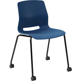 KFI Studios Imme Armless Stacking Chair with Casters Polypropylene Navy Seat/Black Frame CS2700BK-P03