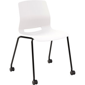 KFI Studios Imme Armless Stacking Chair with Casters Polypropylene White Seat/Black Frame CS2700BK-P08