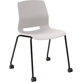 KFI Studios Imme Armless Stacking Chair with Casters Polypropylene Light Gray Seat/Black Frame CS2700BK-P13