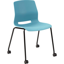 KFI Studios Imme Armless Stacking Chair with Casters Polypropylene Sky Blue Seat/Black Frame CS2700BK-P35