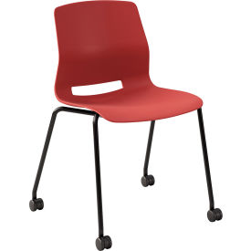 KFI Studios Imme Armless Stacking Chair with Casters Polypropylene Coral Seat/Black Frame CS2700BK-P41