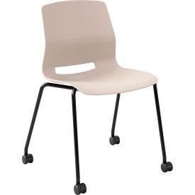 KFI Studios Imme Armless Stacking Chair with Casters Polypropylene Moonbeam Seat/Black Frame CS2700BK-P45