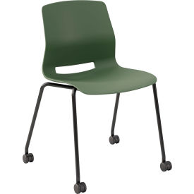 KFI Studios Imme Armless Stacking Chair with Casters Polypropylene Slate Green Seat/Black Frame CS2700BK-P50