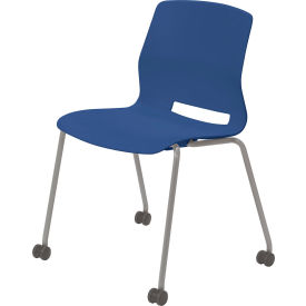 KFI Studios Imme Armless Stacking Chair with Casters Polypropylene Navy Seat/Silver Frame CS2700SL-P03