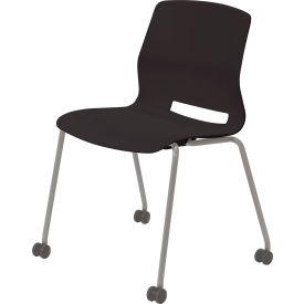 KFI Studios Imme Armless Stacking Chair with Casters Polypropylene Black Seat/Silver Frame CS2700SL-P10