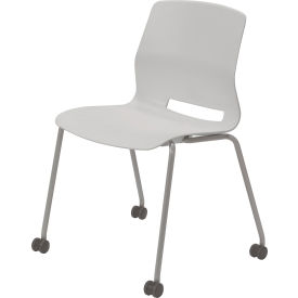 KFI Studios Imme Armless Stacking Chair with Casters Polypropylene Light Gray Seat/Silver Frame CS2700SL-P13