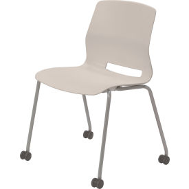 KFI Studios Imme Armless Stacking Chair with Casters Polypropylene Moonbeam Seat/Silver Frame CS2700SL-P45