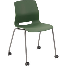 KFI Studios Imme Armless Stacking Chair with Casters Polypropylene Slate Green Seat/Silver Frame CS2700SL-P50
