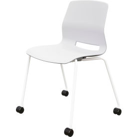 KFI Studios Imme Armless Stacking Chair with Casters Polypropylene White Seat/Frame CS2700WH-P08