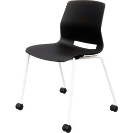KFI Studios Imme Armless Stacking Chair with Casters Polypropylene Black Seat/White Frame CS2700WH-P10