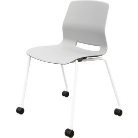 KFI Studios Imme Armless Stacking Chair with Casters Polypropylene Light Gray Seat/White Frame CS2700WH-P13