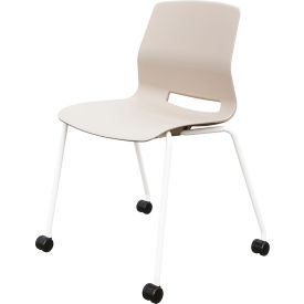 KFI Studios Imme Armless Stacking Chair with Casters Polypropylene Moonbeam Seat/White Frame CS2700WH-P45