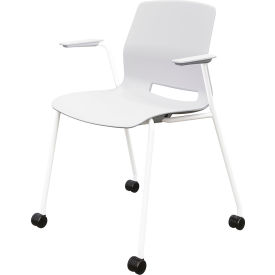 KFI Studios Imme Stacking Chair with Fixed Arms & Casters Polypropylene White Seat/Frame CS2701WH-P08
