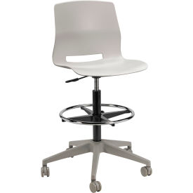 KFI Studios Imme Stacking Drafting Stool with Casters Polypropylene Light Gray Seat/Silver Frame DS2700-P13