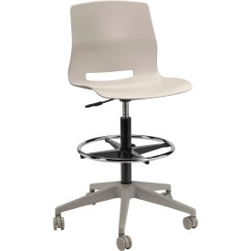 KFI Studios Imme Stacking Drafting Stool with Casters Polypropylene Moonbeam Seat/Silver Frame DS2700-P45