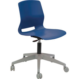 KFI Studios Imme Armless Stacking Task Chair with Casters Polypropylene Navy Seat/Silver Frame TK2700-P03