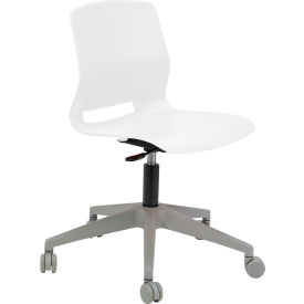 KFI Studios Imme Armless Stacking Task Chair with Casters Polypropylene White Seat/Silver Frame TK2700-P08
