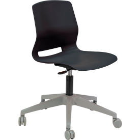 KFI Studios Imme Armless Stacking Task Chair with Casters Polypropylene Black Seat/Silver Frame TK2700-P10