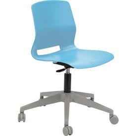 KFI Studios Imme Armless Stacking Task Chair with Casters Polypropylene Sky Blue Seat/Silver Frame TK2700-P35
