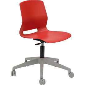 KFI Studios Imme Armless Stacking Task Chair with Casters Polypropylene Coral Seat/Silver Frame TK2700-P41