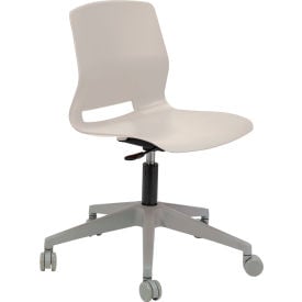 KFI Studios Imme Armless Stacking Task Chair with Casters Polypropylene Moonbeam Seat/Silver Frame TK2700-P45