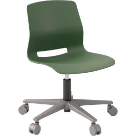 KFI Studios Imme Armless Stacking Task Chair w/Casters Polypropylene Slate Green Seat/Silver Frame TK2700-P50
