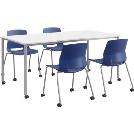 KFI Steel Frame White Table on Casters 72