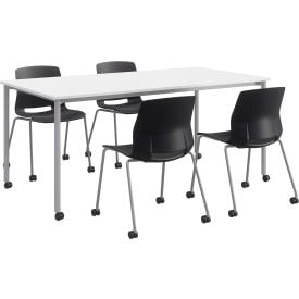 KFI Steel Frame White Table on Casters 72