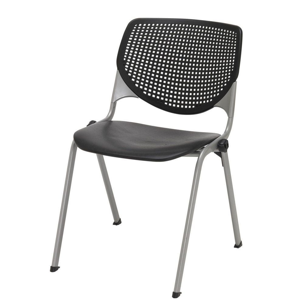 KFI Studios KOOL With Casters Plastic Seat, Plastic Back Stacking Chair, 22in Seat Width, Black Seat/Silver Frame, Quantity: 1 MPN:CS2300-P10BLACK