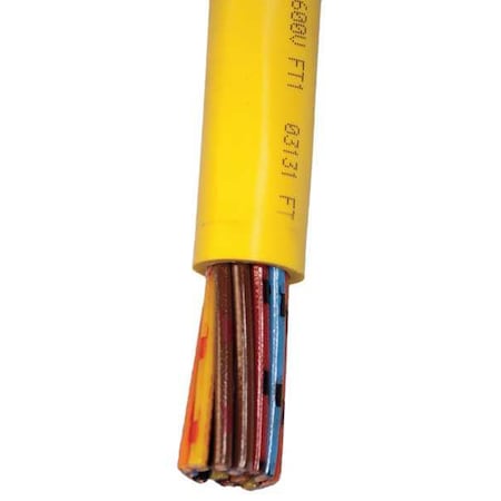 Portable Cord, SOOW, 16 AWG, 8 C, Yellow, PVC, Stranded, 600V, Indoor/Outdoor, 25 ft MPN:CPCB-16/8-25FT
