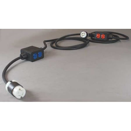 SOOW; Feed Through Stringer Extension Cord, 12 AWG, Indoor, 12/4, 4 Outlets, 5-20R, Black, Rubber MPN:PS6DD2-520-B12G-L1420F