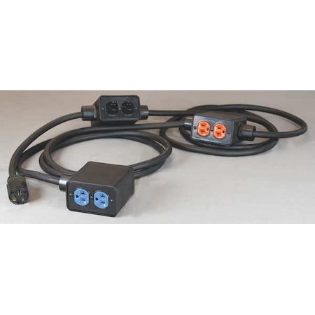 SOOW; Stringer Extension Cord, 12 AWG, Indoor, 12/3, 6 Outlets, 5-20R, Black, Rubber, 5-20P, 30 ft MPN:PS6DD3-520-B12G-520D