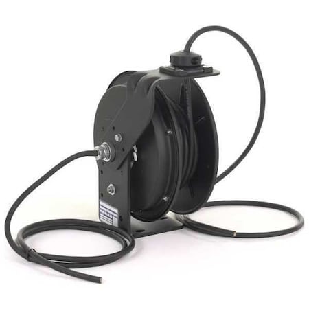 Cord Reel With Hand Lamp, Spring Retracted, Flying Lead, 12 AWG, Black Reel Color, 25 ft Length MPN:RTBB3LB-WW-J12F