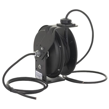 Cord Reel With Hand Lamp, Spring Retracted, Flying Lead, 12 AWG, Black Reel Color, 50 ft Length MPN:RTBB3LB-WW-J12K