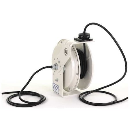 Cord Reel With Hand Lamp, Spring Retracted, Flying Lead, 12 AWG, White Reel Color, 50 ft Length MPN:RTBB3LW-WW-J12K