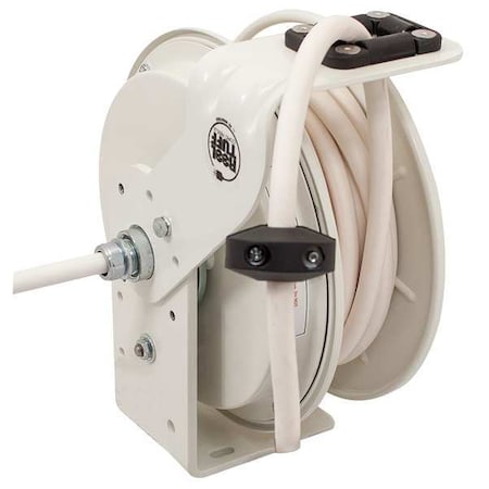 Cord Reel With Hand Lamp, Spring Retracted, Flying Lead, 12 AWG, White Reel Color, 50 ft Length MPN:RTBB3LW-WW-P12K