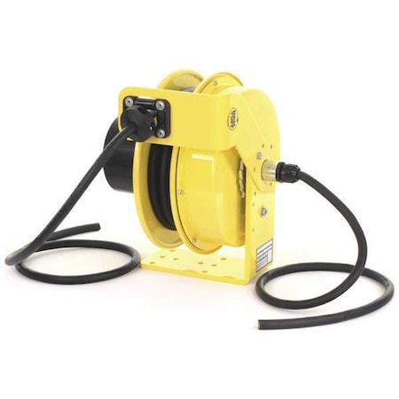 Cord Reel With Hand Lamp, Spring Retracted, Flying Lead, 10 AWG, Yellow Reel Color, 30 ft Length MPN:RTFC4L-WW-B10G