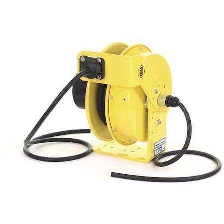 Cord Reel With Hand Lamp, Spring Retracted, Flying Lead, 10 AWG, Yellow Reel Color, 30 ft Length MPN:RTFD3L-WW-B10G