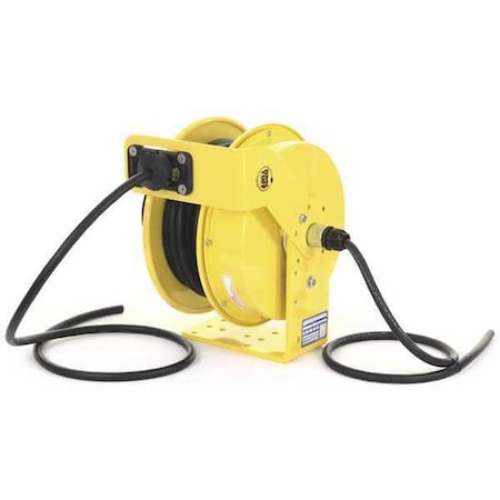 Cord Reel With Hand Lamp, Spring Retracted, Flying Lead, 10 AWG, Yellow Reel Color, 50 ft Length MPN:RTFH3L-WW-B10K