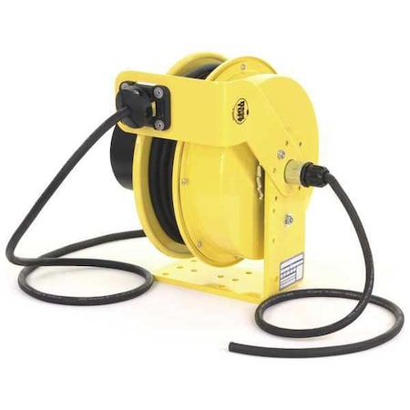 Cord Reel With Hand Lamp, Spring Retracted, Flying Lead, 12 AWG, Yellow Reel Color, 50 ft Length MPN:RTFH3S-WW-B12K