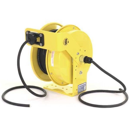 Cord Reel With Hand Lamp, Spring Retracted, Flying Lead, 12 AWG, Yellow Reel Color, 70 ft Length MPN:RTFQ3L-WW-B12O