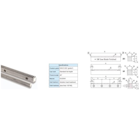 Gear Rack, Stainless Steel, 1, 11 mm MPN:SUR1-500